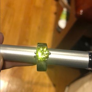 Peridot Tiffany style ring set in sterling silver